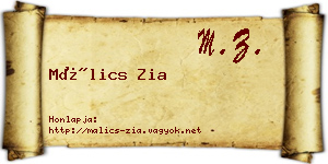 Málics Zia névjegykártya